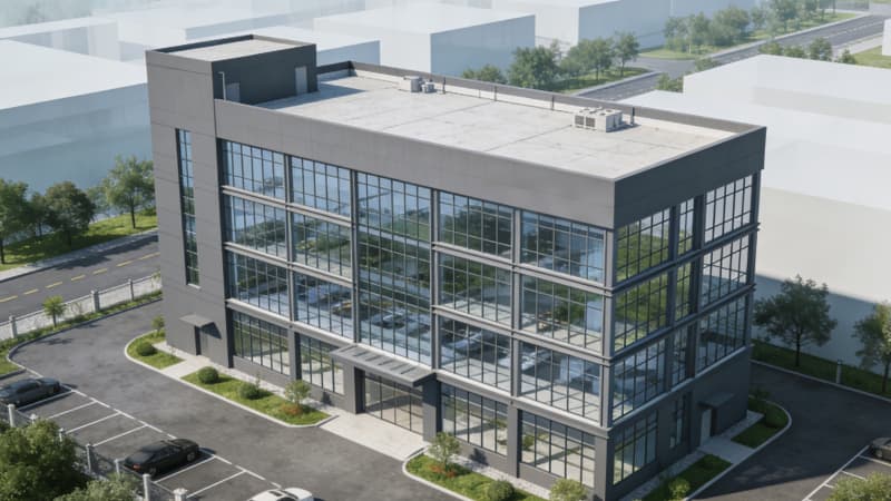 合肥廠(chǎng)房設(shè)計(jì)：8000平含無(wú)塵車(chē)間、辦公區(qū)一體化效果圖